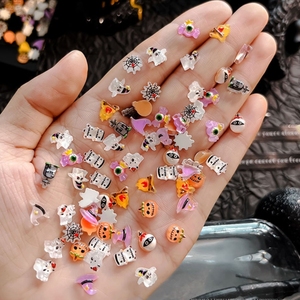 Mini breloques pour ongles en résine transparente pour Halloween, 20 pièces, ornements fantaisie citrouille, chapeau de sorcière, fantôme pour ongles en acrylique, décoration de manucure DIY - Product Image 1