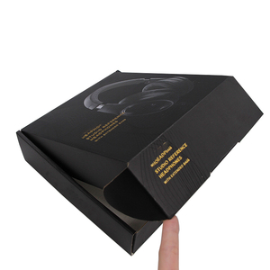Custom <b>Black</b> Headphones <b>Boxes</b> Spot UV Coated Mailer Foldable Corrugated Shipping Box Glossy Varnishing Earphone Packaging Box - Product Image 2