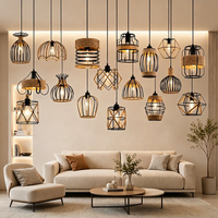 Lustre suspendu en métal, abat-jour moderne nordique, lampe suspendue LED en fer E27, style industriel, pour bar, salle à manger, cuisine, maison, noir