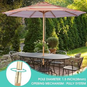 Al Aire Libre Patio Jardín Patio Negro Blanco Rayas Mercado Paraguas <span class=keywords><strong>3</strong></span> <span class=keywords><strong>Metros</strong></span> Mercado Gran Paraguas - Product Image 5