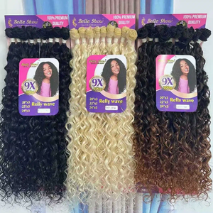 Extensiones de Cabello Sintético al por Mayor, 300g, 9X, Fibra de Alta Calidad, Ondulado al Agua, Tejido de Cabello, Ondas <span class=keywords><strong>Rella</strong></span> - Product Image 6