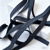 1107/1.0 Bande élastique noire en dentelle picot pour sous-vêtements, ceinture en tissu extensible à bord picot pour vêtements et lingerie