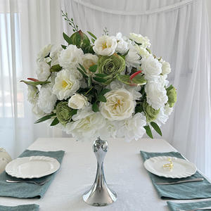 Large Luxury White Silk Rose Green Anthurium Flower Ball <b>Artificial</b> Floral Arrangement Christmas Halloween Graduation Decorative - Product Image 1