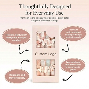 custom logo 2026 Satin Tie Dye Heatless <strong>Curler</strong> Sets <strong>No</strong> <strong>Heat</strong> <strong>Hair</strong> Curling Rod Soft Cotton Filled <strong>Hair</strong> Styling Tool for Women - Product Image 4