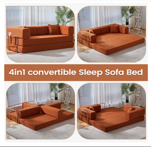 أريكة سرير قابلة للطي الأكثر مبيعًا، كنبة مخملية مضلعة قابلة للتحويل بحجم كبير للنوم على الأرض، أريكة وحدات 4 في 1 بتوليفات مختلفة لغرفة المعيشة - Product Image 3