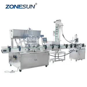 ZONESUN ZS-FAL180A3 Hand Sanitizer Cosmetic Oil Juice Automatic Small Bottle Jar Filling Capping Machine