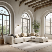 Canapé modulaire carré trois places en tissu imperméable, design moderne et convertible, style italien méditerranéen, nouvelle conception, Cloud