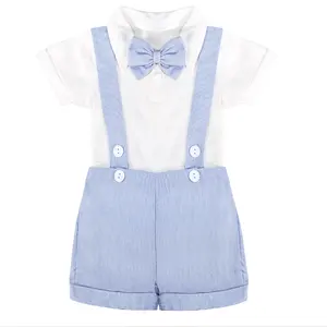 2023 Baby romper bow suit jumpsuit Shorts sets boy's Summer Gentleman party dress Suspenders 3pieces set
