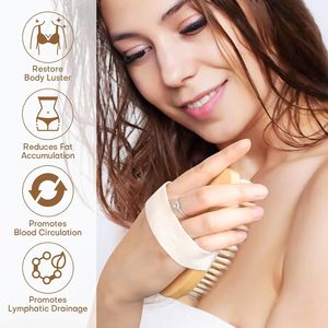 Brosse de douche exfoliante personnalisable avec logo, à poils naturels doux mais rigides, pour la cellulite, le drainage lymphatique et l'amélioration de la circulation. - Product Image 2