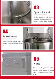 New Spiral Dough Kneader & <b>Mixer</b> Food Grade Stainless Steel Adjustable Speed for Baking <b>Bread</b> Cake Flour Dough - Product Image 6