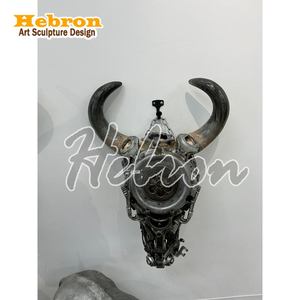 Escultura de Gran Tamaño para Decoración de Paredes, Hecha de Fibra de Vidrio con Forma de Cuerno de Toro y Metal Reciclado, para Paredes de Clubes, Suministro de Fábrica - Product Image 6