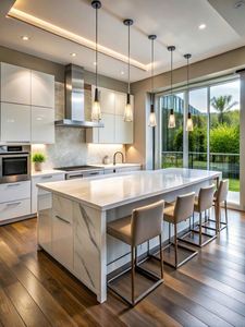 Armoires de cuisine modulaires personnalisées avec robinet et charnières, design moderne et luxueux, matériaux en bois massif et mélamine, prix - Product Image 3