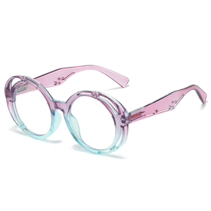 HS2201 femmina Unisex telaio in vetro di buona qualità moda con disegno scheletro lente rotonda blu blocco della luce per i giovani - Product Image 4
