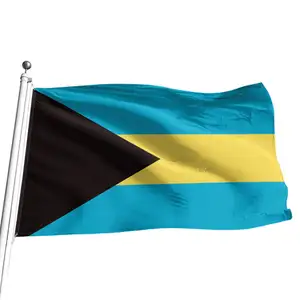 Huiyi Bahamas Nation Drapeaux 3X5 Ft Double Face Sublimation Impression Personnalisé Tous Pays Bahaméen Drapeau Grande Bannière