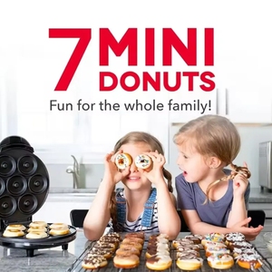 Elektrische Wafelmaker Mini <span class=keywords><strong>Donut</strong></span> <span class=keywords><strong>Maker</strong></span> Machine Voor Kind 1100W Beignet 7 Donuts <span class=keywords><strong>Maker</strong></span>