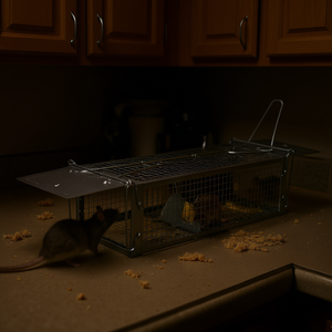 Trampa para Ratones Humana en Forma de U con Doble Puerta Plateada, Modelo D0100XTYQRV, para Captura Viva y Control de Roedores con Cebo - Product Image 2