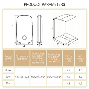 Scaldabagno Elettrico Istantaneo da Parete 8.5KW IPX4 Impermeabile con Regolazione Multi-Potenza per Doccia e Bagno - Product Image 3