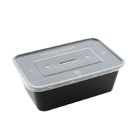 Récipient alimentaire jetable carré noir clair en plastique à emporter boîte alimentaire rectangulaire en plastique boîtes à lunch