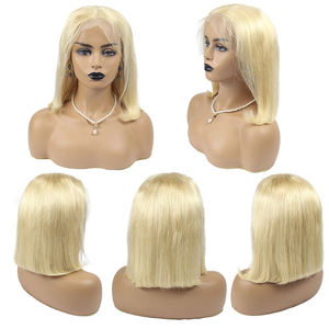 Peluca Bob <span class=keywords><strong>de</strong></span> <span class=keywords><strong>Cabello</strong></span> Humano Virgen Peruano 613 Rubio Barata Lady Corner con Encaje Frontal HD Transparente 100% <span class=keywords><strong>Cabello</strong></span> Humano 4x4 - Product Image 1