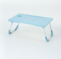 Table pliante pour ordinateur portable en bois de bureau, pieds en métal noir, table pliante réglable portable pour ordinateur portable pour lit