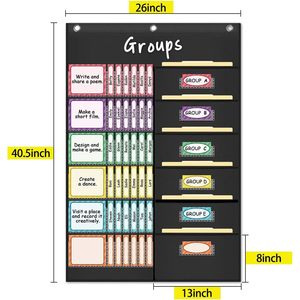 Tableau de gestion de groupe de 84 cartes, pour organiser les tâches en classe, pour étudiants et enseignants, en nylon noir - Product Image 2