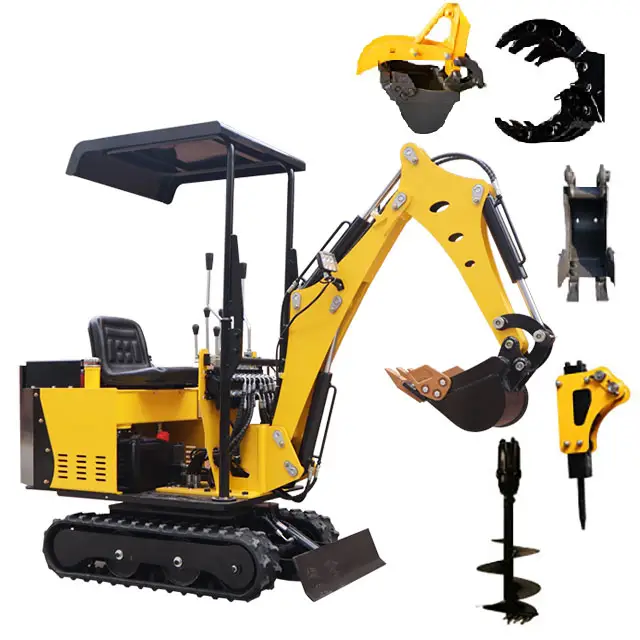Best Mini Excavator 1 Ton Mini Pelle Sifir Kuyruk Brush Cutter Attachment Small Digger Flail Mower For Home Use