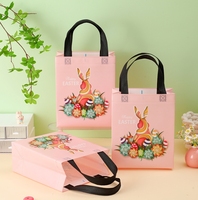 Sac d'épicerie non tissé recyclable et écologique de conception de lapin de dessin animé avec le logo d'impression personnalisée pour des achats de Pâques et l'usage d'artisanat