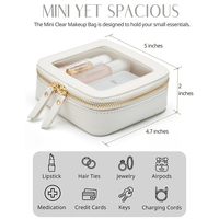 Pochette cosmétique transparente carrée en PU imperméable et écologique avec fermeture éclair pour sac de voyage