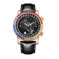 HANBORO Starry Sky Montre mécanique automatique pour homme en acier inoxydable avec bracelet en cuir, cadran à aiguilles en cristal saphir, lumineuse, de luxe