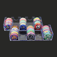 Plateau à jetons de poker 40 mm, dernier modèle 2024, ensemble de 100 jetons de poker, boîtes de rangement en plastique transparent PS sans jetons