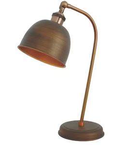 Lámpara de Escritorio Vintage con Brazo Curvo y Pantalla de Cúpula, Acabado en Latón Antiguo, Iluminación para el Hogar, Estudio, Oficina y Decoración Interior Clásica - Product Image 2