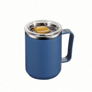 Vente en gros usine – Tasse à café isotherme double paroi en acier inoxydable 304 de 450 ml (15 oz) avec couvercle à couvercle coulissant et poignée, couleur personnalisable - Product Image 1