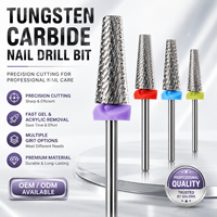 Fraise à ongles professionnelle OEM ODM 5 en 1 en carbure de tungstène à coupe croisée, argentée, avec tige de 2,35 mm pour le retrait de gel acrylique