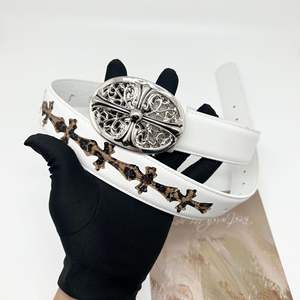 Cinturón de cuero de alta calidad de moda más nuevo para hombres y mujeres personalizado clásico cebra colorido Cruz Punk cinturón Metal venta al por mayor Hiphop - Product Image 5