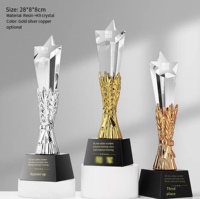 Trophée de cristal K9 de luxe personnalisable gravé en forme de tête d'étoile et contenu de base différent