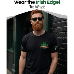 Camiseta del Día de San Patricio para hombre, diseño de la bandera irlandesa con trébol, texto personalizado, manga corta, 100% algodón, transpirable, tejido de punto. - Product Image 6