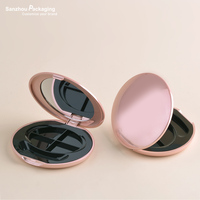 Palette de fards à paupières ovale 4 compartiments, emballage personnalisé en plastique, avec logo privé