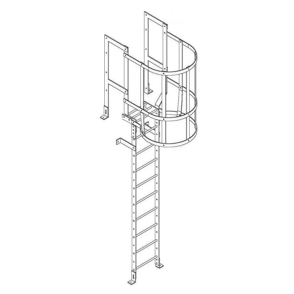 Escalera de seguridad de acero galvanizado fijo