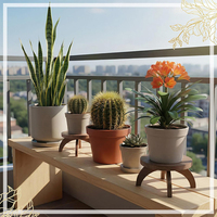 1 Pièce Repose-pieds rustique en bois pour plantes, design durable et écologique, base de rangement intérieure/extérieure pour la décoration de table de balcon