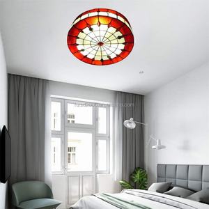 Lámpara Colgante de Estilo Tiffany Mediterráneo con Vidrio de Colores LED, Base de Acero, Hecha a Mano, Luz Cálida de 2700K - Product Image 3