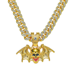 สร้อยคอจี้รูปหัวกะโหลกค้างคาว ซีรีส์ฮาโลวีน ขายดี สร้อยคอเรขาคณิตสไตล์ฮิปฮอปสำหรับผู้ชาย  ขายส่ง - Product Image 6