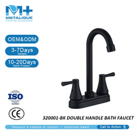Robinet de salle de bain moderne à double poignée, en acier inoxydable 304, finition noir mat, entre-axe de 4 pouces, avec cartouche en laiton, OEM ODM