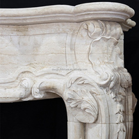 Cheminée en travertin romain de style Louis XV de conception européenne d'intérieur française cheminée en pierre blanche sculptée à la main en marbre