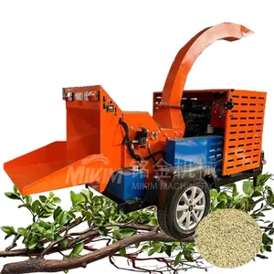 Mobile diesel garden branch waste leaves corn stalks r wood crusher chipper machine