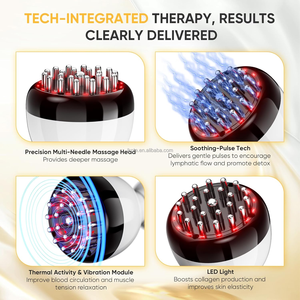 แปรงนวดกระตุ้นกระแสไฟฟ้าไมโครไร้สายสำหรับใช้ที่บ้าน พร้อมแสงสีแดง ช่วยให้ความร้อน ขูดผิว นวดสลายไขมัน กระชับสัดส่วน อุปกรณ์เสริมความงาม - Product Image 3