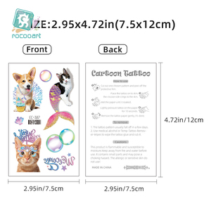 Nuovo corpo del fumetto <span class=keywords><strong>tatuaggio</strong></span> temporaneo della festa di compleanno del viso della scuola adesivo del <span class=keywords><strong>tatuaggio</strong></span> con i cani del gatto realistici adesivi del <span class=keywords><strong>tatuaggio</strong></span> dei bambini - Product Image 3