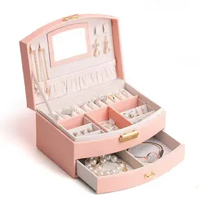 Factory In Stock High Quality Leather Jewelry Storage Box Necklace Ring Bracelet Jewelry Display