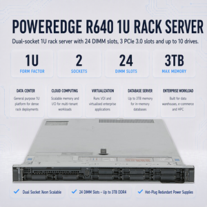 เซิร์ฟเวอร์แบบแร็ค R640 R610 R620 R630 R650 R660 1U รองรับการถอดเปลี่ยนฮาร์ดดิสก์แบบ Hot Swap สำหรับศูนย์ข้อมูล ระบบ Hyperconverged NVMe สำหรับการวิเคราะห์ แอปพลิเคชัน ลิขสิทธิ์ * 1U Dense Scal - Product Image 1