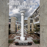 Pilier romain solide Colonnes en pierre de marbre Pilier de temple haut carré avec support Caractéristiques de la pierre de balustrade préfabriquée