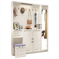 Mueble de Almacenamiento de Madera Personalizado, Ultrafino de 17 cm, Banco Moderno para Zapatos, Perchero para Recibidor, Separador Estrecho para Sala de Estar